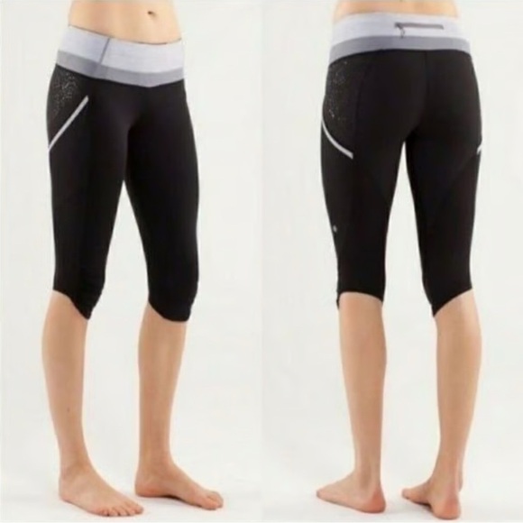 Lululemon Athletica Run A Marathon Black and Gray Capris - Picture 1 of 6